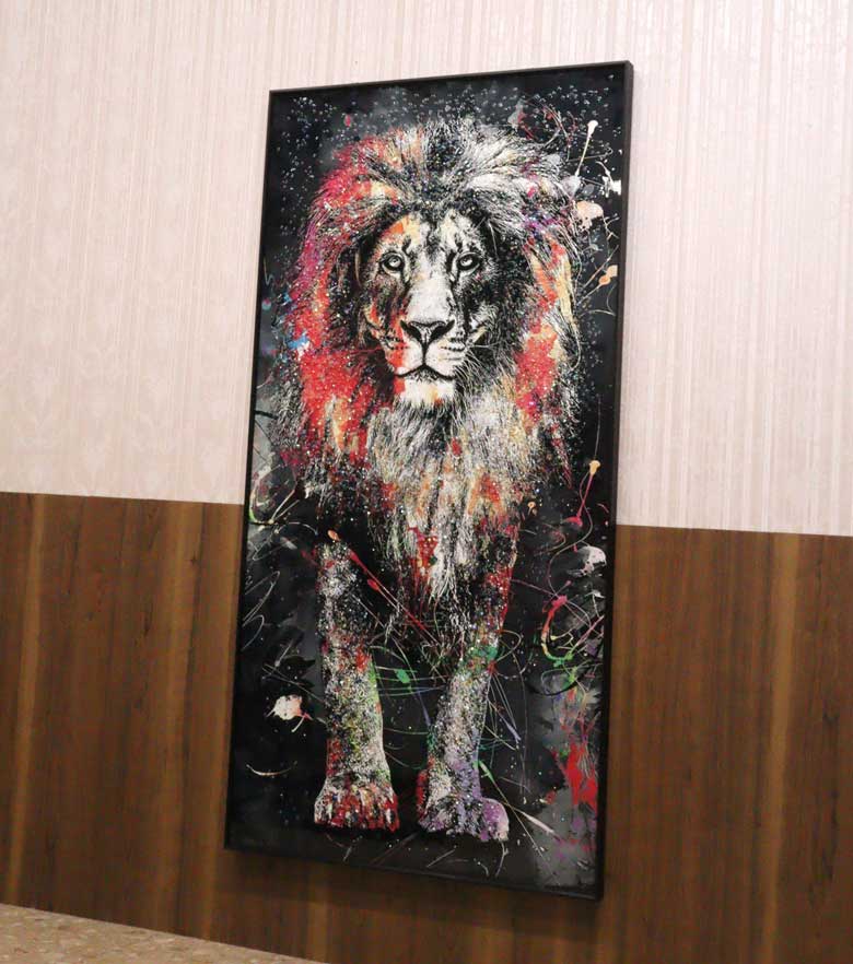アートフレーム ライオン クリスタルピクチャー ウォールデコ バーテックス