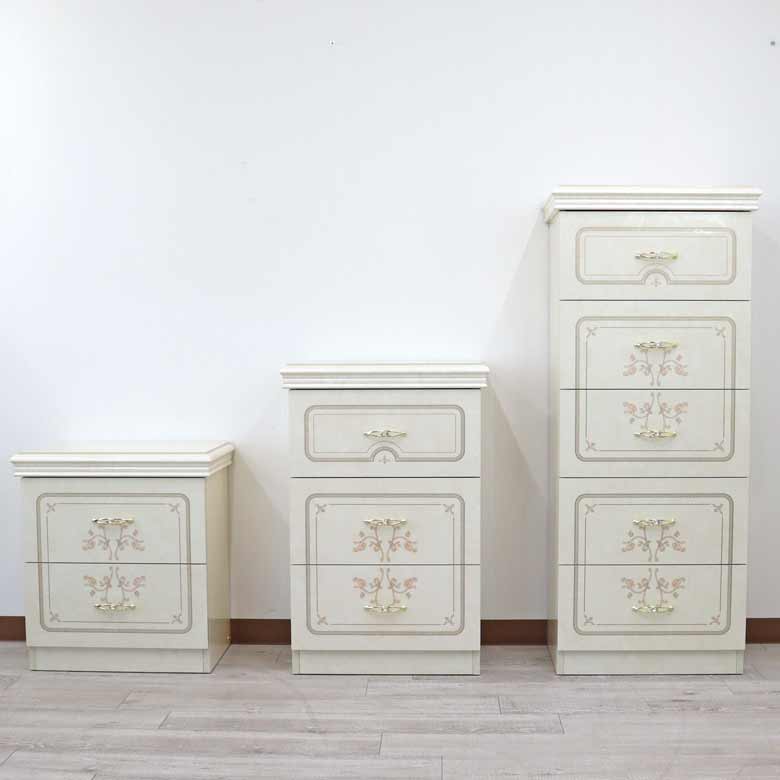 サルタレッリ フローレンス 5段チェスト アイボリー スリムチェスト