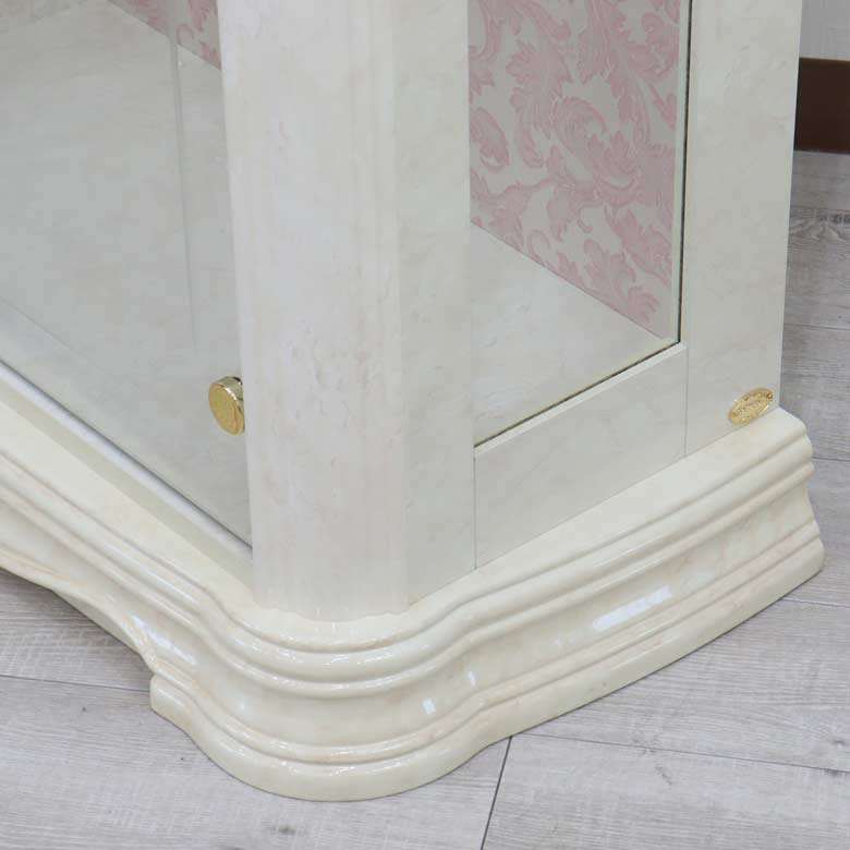 サルタレッリ アマルフィ 1ドア キュリオケース アイボリー ガラスケース ピンク