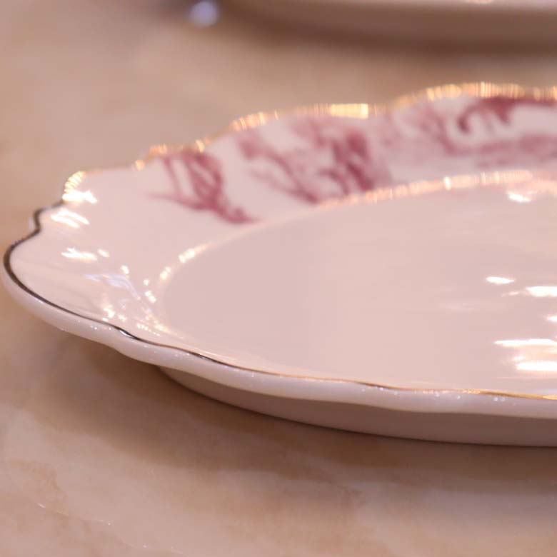 オーバルプレート トワルドジュイ ボルドー モーニングディッシュ