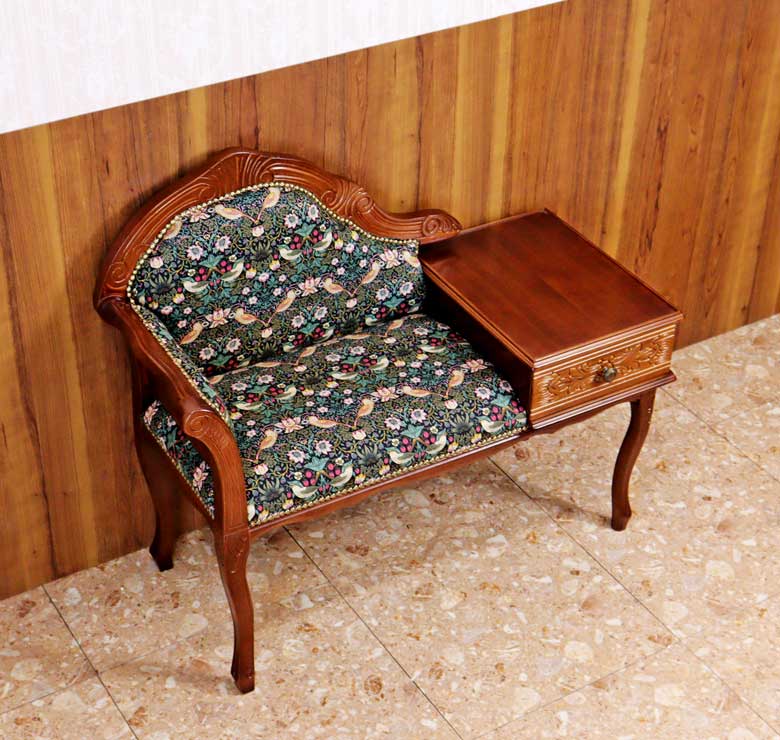 テレフォンベンチ いちご泥棒 グリーン 木製 ベンチ 猫脚 イタリア いちご泥棒 ベスト・オブ・モリス 日本