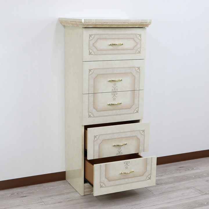 サルタレッリ アマルフィ 5段チェスト アイボリー 5引出 リビングチェスト