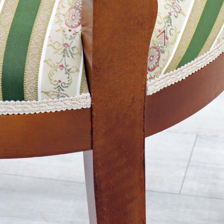 イタリア ダイニングチェア 猫脚 グリーンストライプ