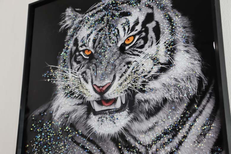 アートフレーム シベリア/虎/ホワイトタイガー 51 cm クリスタルピクチャー ウォールデコ
