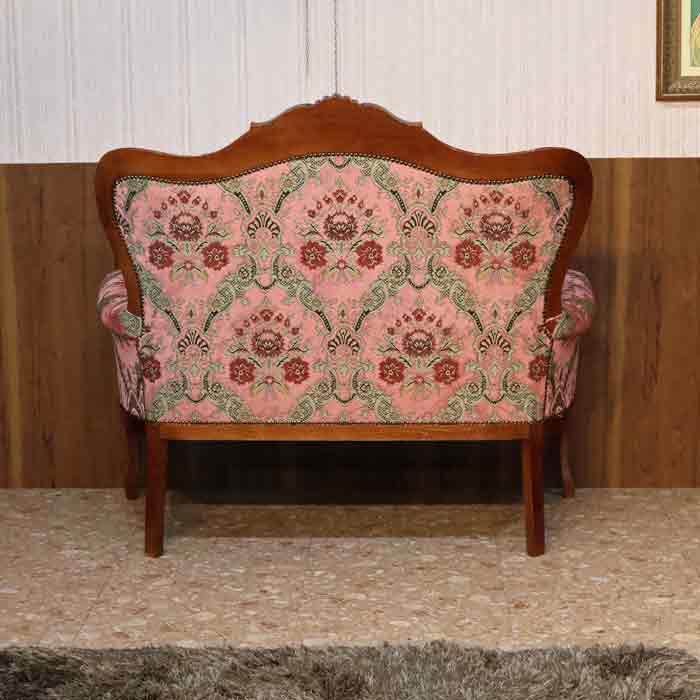 イタリア 二人がけソファ ピンク・金華山 ハイバック サロンソファ 猫脚 完成品