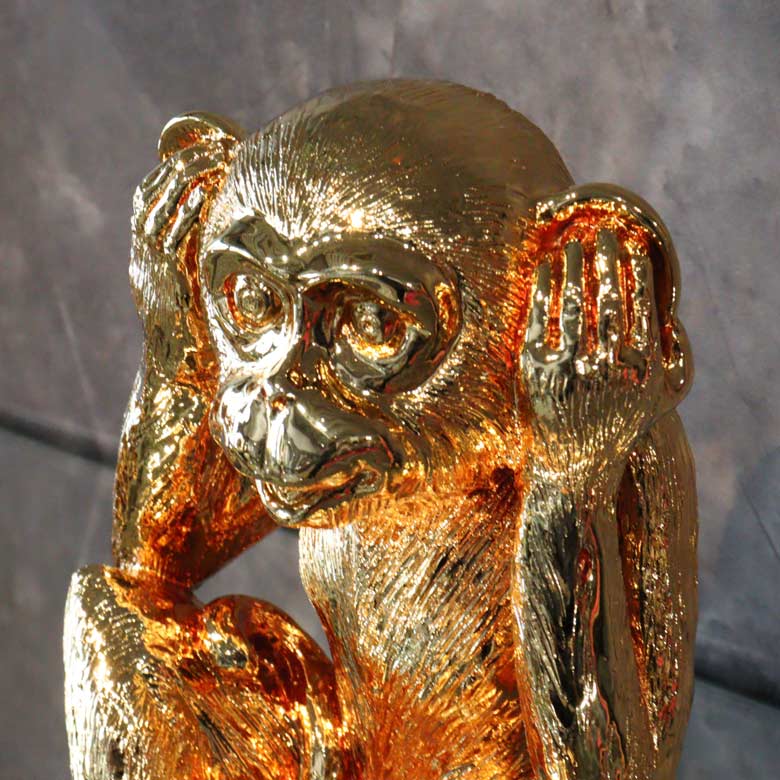 モンキー3点セット オブジェ 置物 ゴールド 風水 金運 縁起物 見ざる聞かざる言わざる