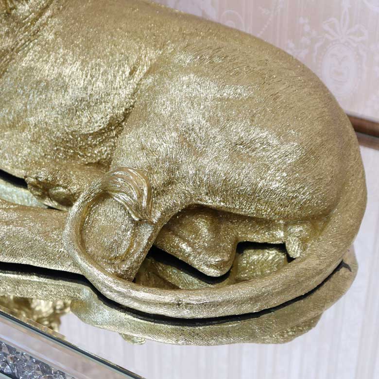 ライオンの置物 オブジェ 横寝 ディラン 風水 縁起物 オーナメント ゴールド