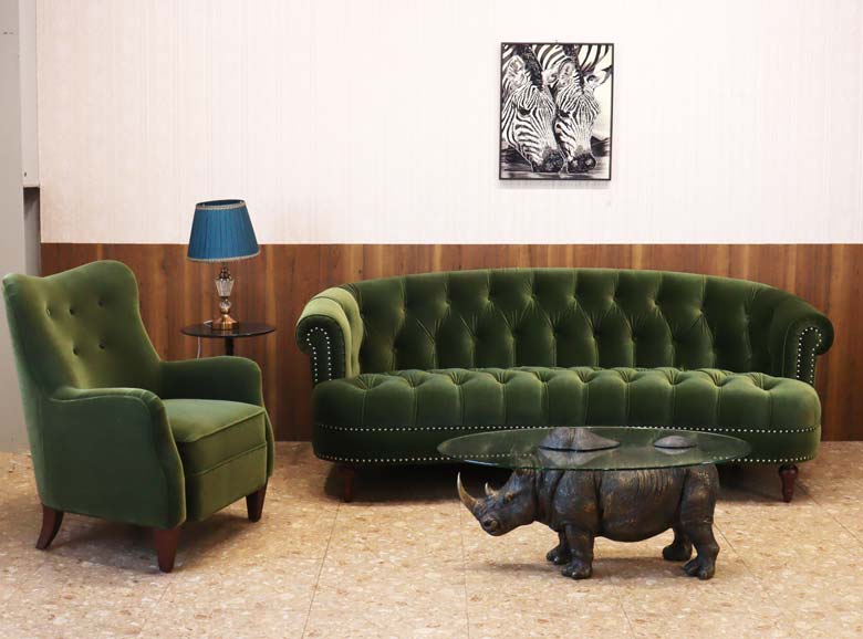 ジェニファーテイラー 1Pソファー グリーン LaRosa ソファ 一人がけ デラックスソファ ベロア JENNIFER TAYLOR