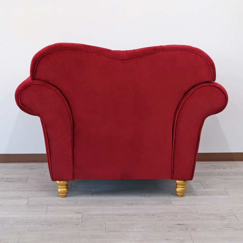 1Pソファ ハイバック ベロア グレーレッド 1人がけ ベルベット