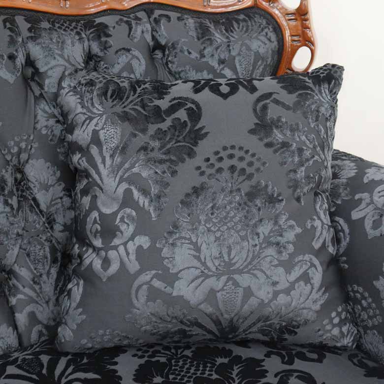 イタリア 1Pソファ ダマスク・ブラック 1人掛け 完成品