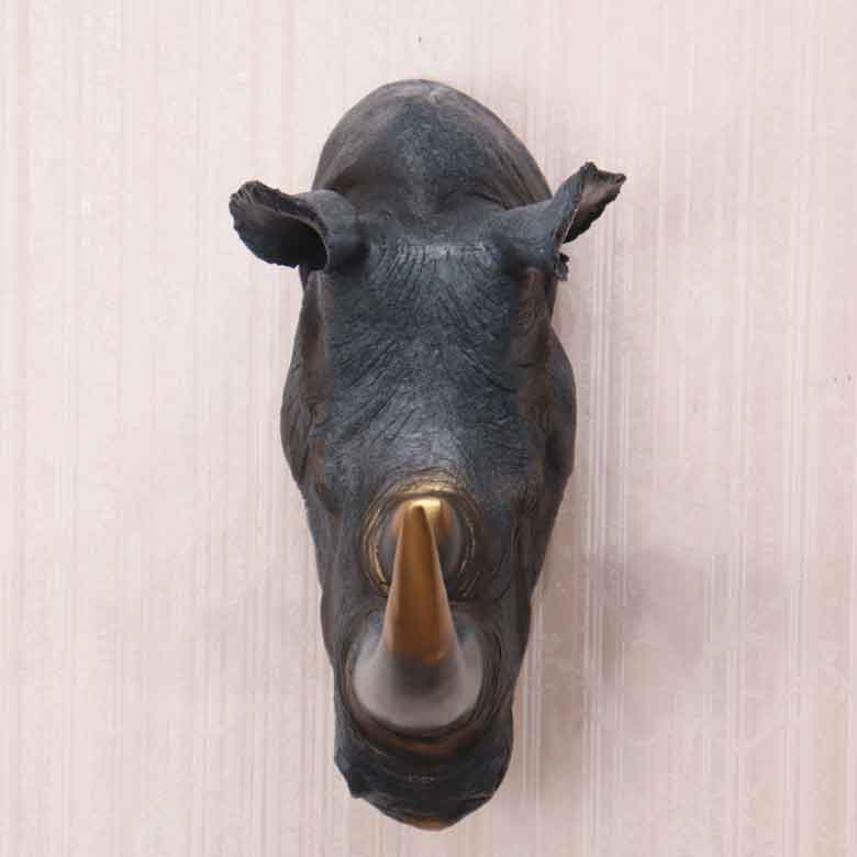 アニマルヘッド サイ ブロンズ 犀 動物 リアル風水 縁起物 オーナメント