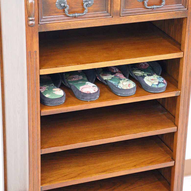 スリッパラック 下駄箱 オーク 完成品 木製 レトロ