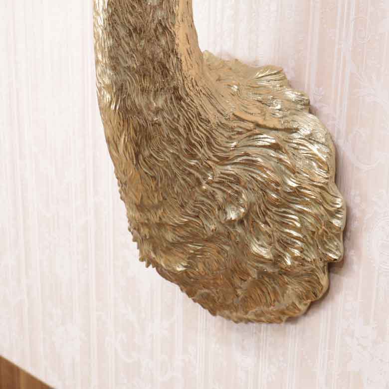 アニマルヘッド ダチョウ ゴールド オーストリッチ 動物 リアル風水 縁起物 オーナメント