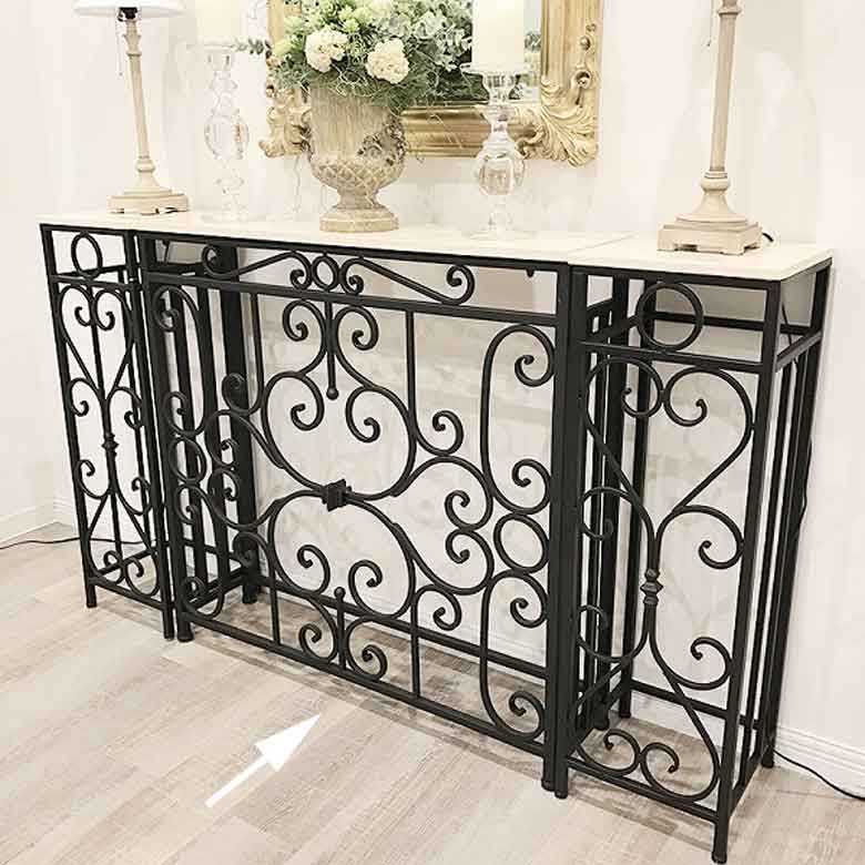 コンソールテーブル 88cm幅 ロートアイアン 大理石テーブル 花台 FM-285