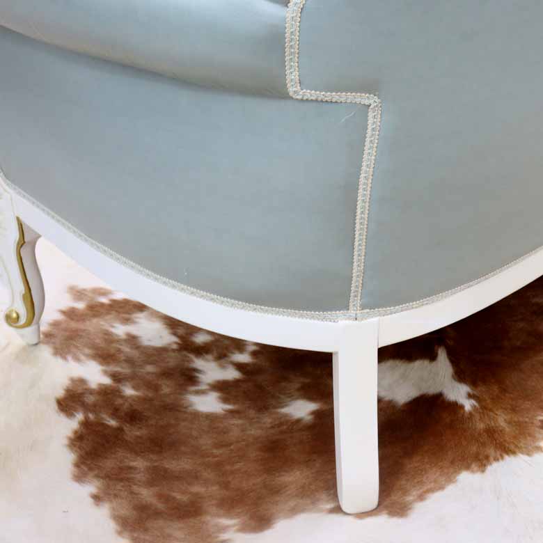 イタリア 3人掛け ソファ ターコイズブルー ホワイト 3Pソファ 304W/3P/BL