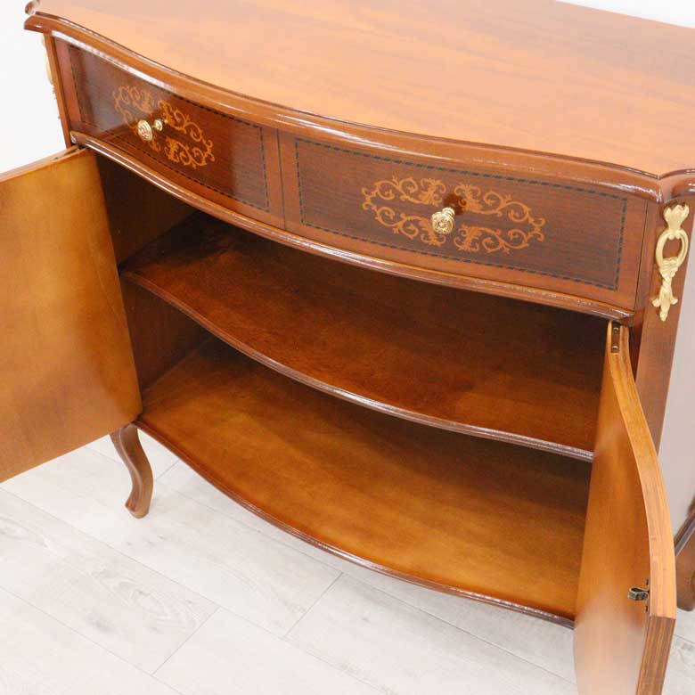 イタリア ローキャビネット 2ドアサイドボード 猫脚 象嵌 DOGI 4303