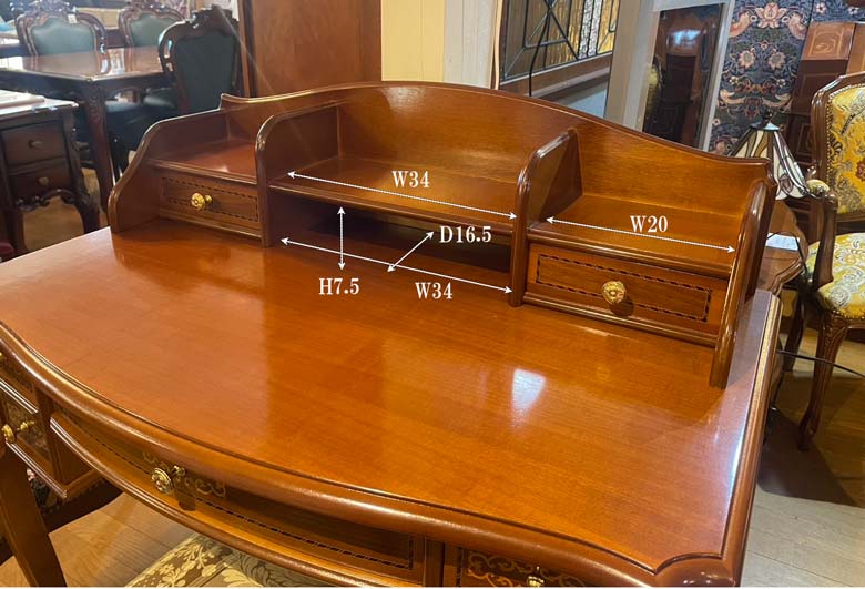 イタリア ライティングデスク 収納付き 猫脚 象嵌 DOGI 4318