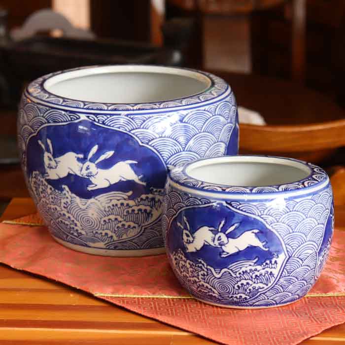 水鉢 兎 5号 ミニ火鉢 鉢カバー プランターカバー