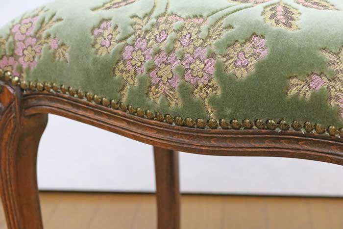 イタリア スツール 猫脚 金華山 グリーン オットマン 補助椅子 玄関用