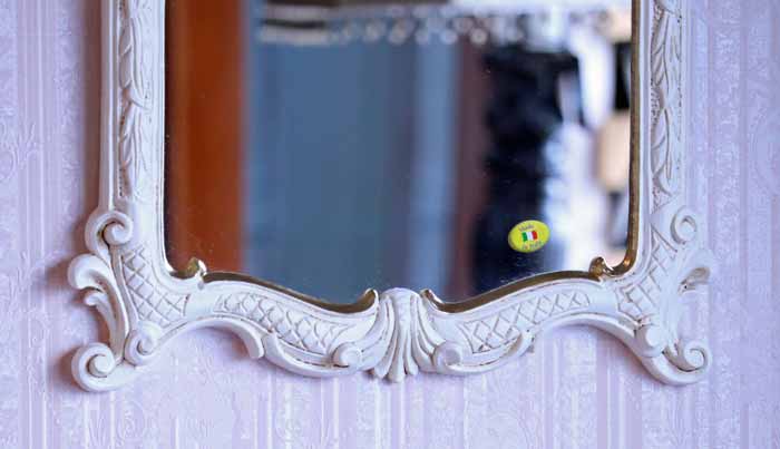 イタリア製 デコレーションミラー 置き鏡 ミラー アイボリー ゴールド EUROMAMRCHI