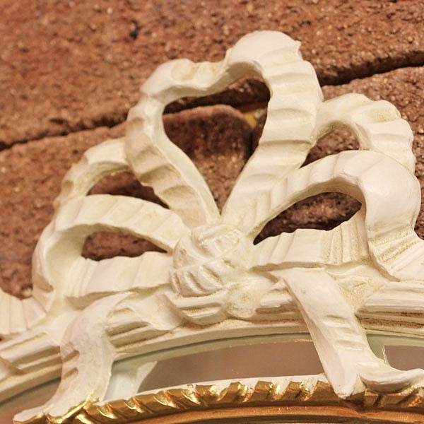 イタリア製 デコレーションミラー 置き鏡 ミラー アイボリー ゴールド EUROMAMRCHI