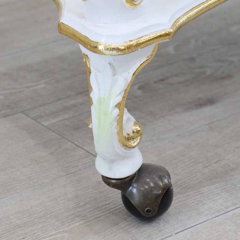 ロココ ワゴン トロリー ワインホルダー 収納付き 白家具