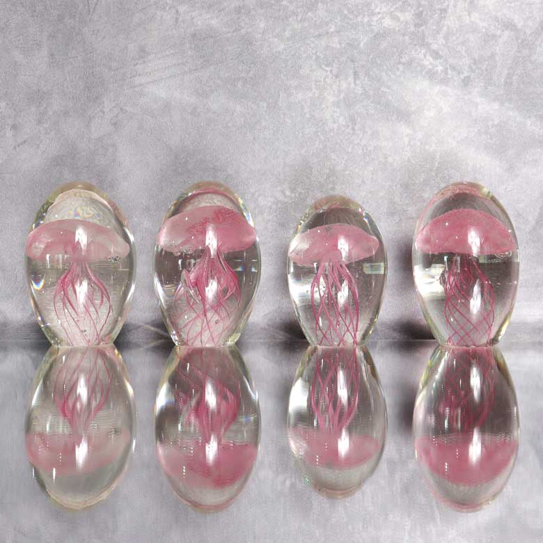 ガラス クラゲ 小 ピンク 置物 海月 くらげ ガラス雑貨 オブジェ 硝子彫刻