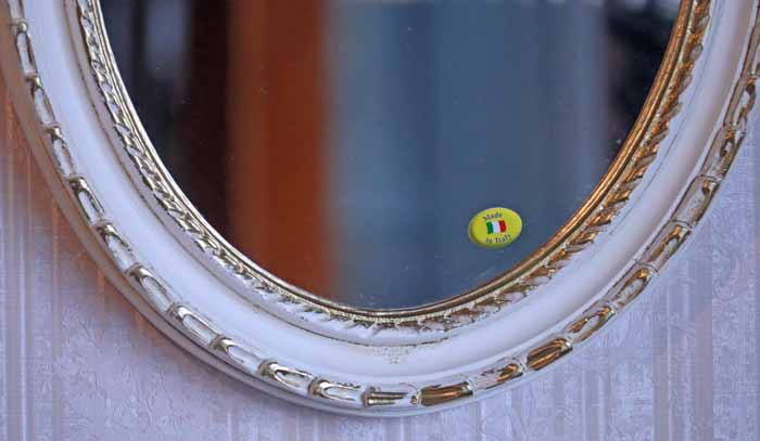 イタリア製 デコレーションミラー 置き鏡 ミラー アイボリー ゴールド EUROMAMRCHI