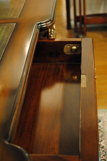 プレジデントデスク マホガニー 両袖デスク 140cm 革張り天板