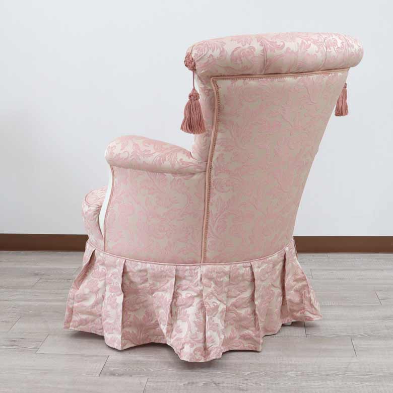 イタリア 一人がけ ソファー ホワイト ピンクアラベスク 785W/COP