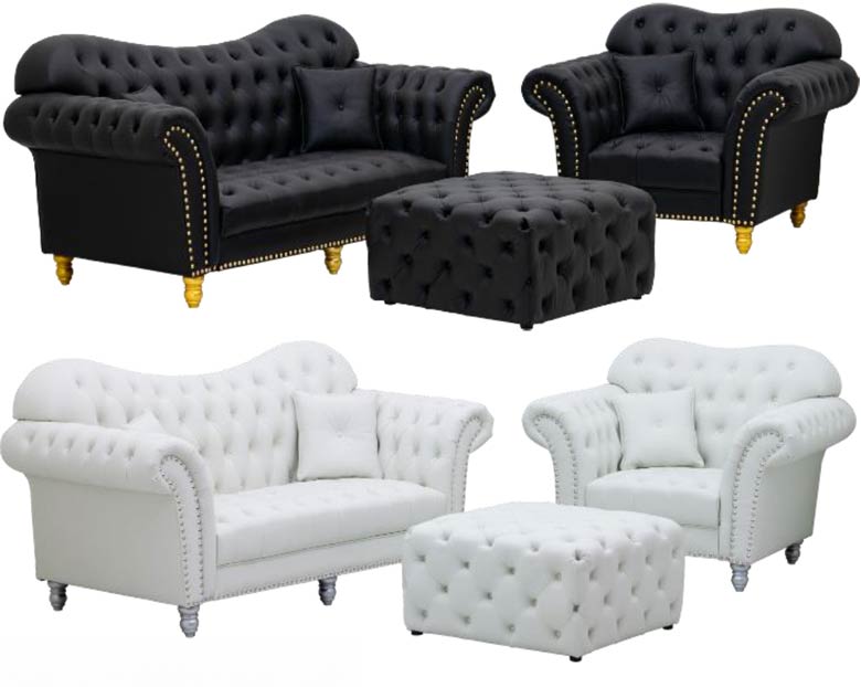 ソファーセット ハイバック 合皮 ブラック/ホワイト 応接 ソファ ファントムレザー