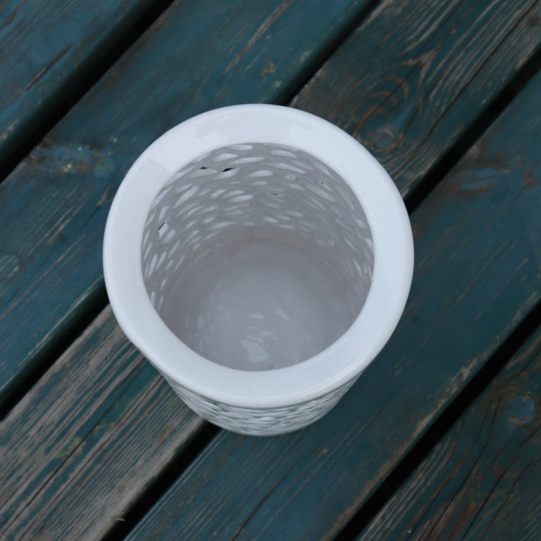 傘立て アンブレラスタンド 陶器製 透かし彫りアート ホワイト 白 モダン アート かさ立て エントランス 玄関