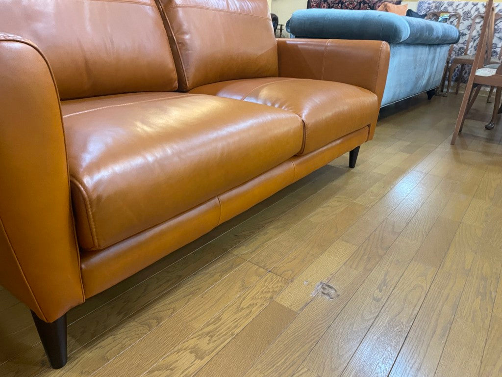 総革張りソファー 2.5人掛け ブラウン 2人掛け 本革 オイルレザー レトロ