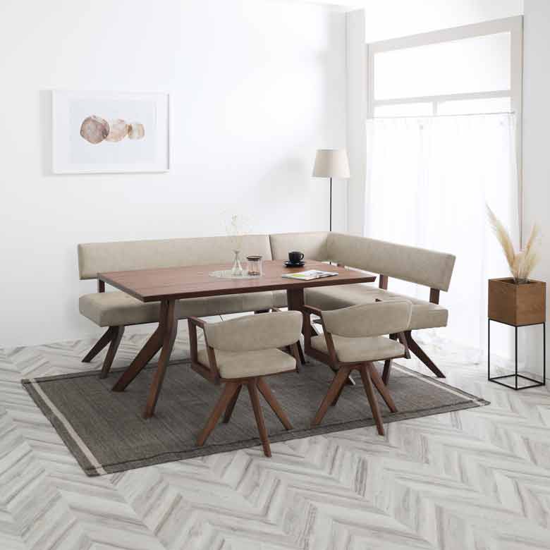 シギヤマ家具 回転チェア レブル ダイニングチェア 合皮 アイボリー ダークブラウン REBEL