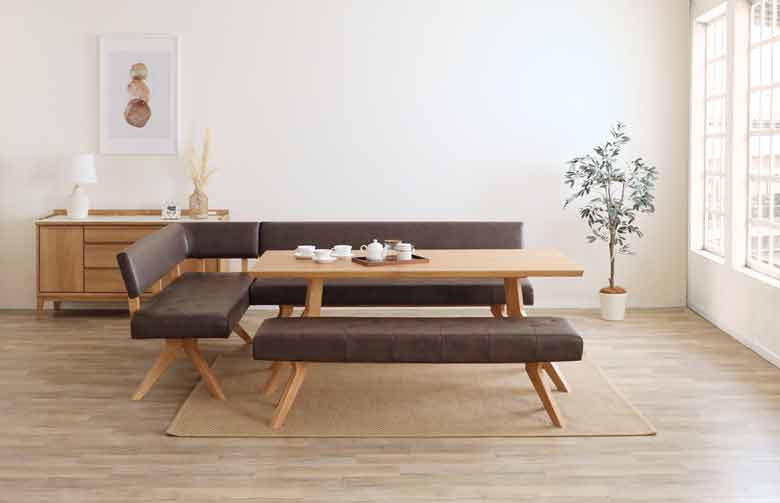 シギヤマ家具 ダイニングベンチ レブル 130cm 合皮 アイボリー ダークブラウン REBEL オーク