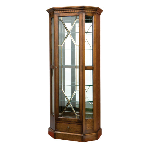 ショーケース キャビネット ステンドグラス 木製 オーク レトロ キュリオケース