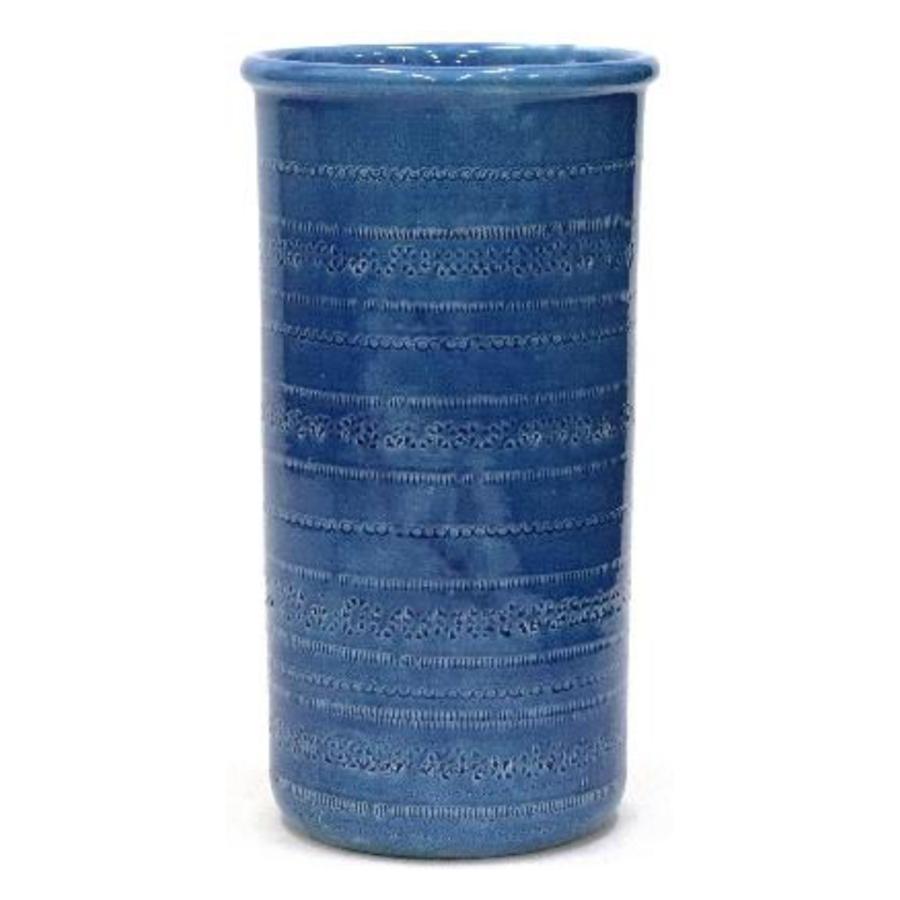 陶器 かさ立て イタリア製 アンブレラスタンド ブルー 花柄 ストレート