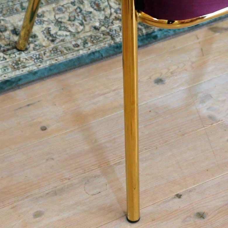 ダイニングチェア バイオレット かわいい椅子 ゴールド ベロア