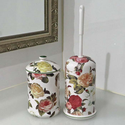 トイレブラシ 陶器 サニタリーポット トイレブラシセット ボタニカルローズ