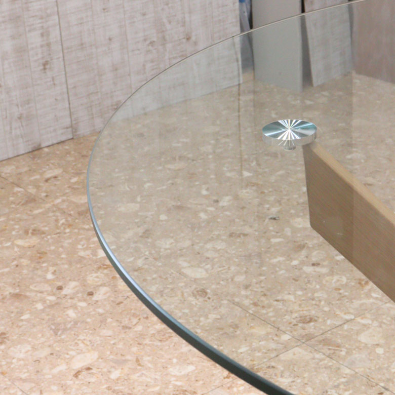 ダイニンテーブル ラウンドテーブル 110cm クリア/ナチュラル ガラステーブル 4人用 2人用 モダン