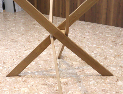 ダイニンテーブル ラウンドテーブル 110cm クリア/ナチュラル ガラステーブル 4人用 2人用 モダン