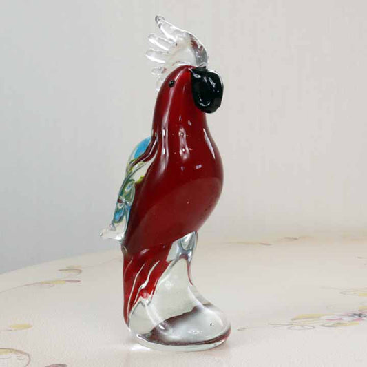 ガラスの置物 オウム オーナメント ガラス雑貨 オブジェ 硝子彫刻