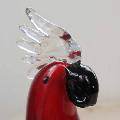 ガラスの置物 オウム オーナメント ガラス雑貨 オブジェ 硝子彫刻