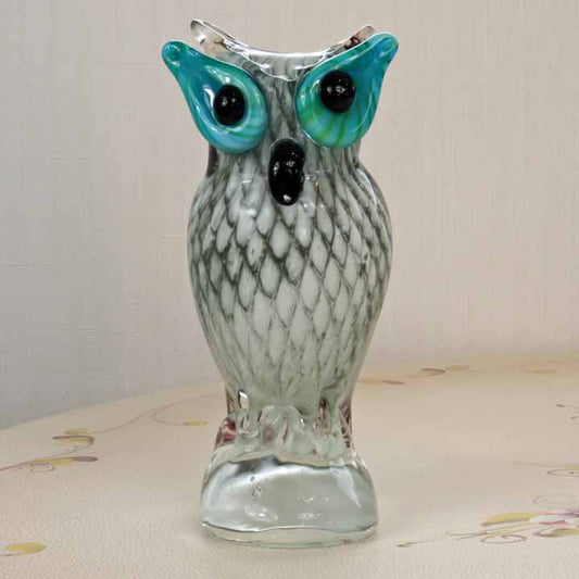 ガラスの置物 フクロウL 梟 ミミズク オーナメント ガラス雑貨 オブジェ 硝子彫刻