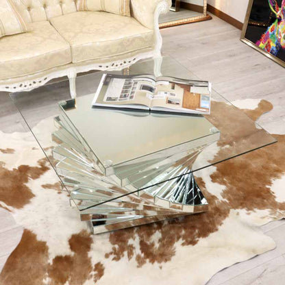 ミラー家具 リビングテーブル ローテーブル 100cm ガラステーブル