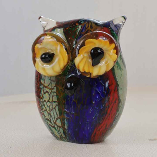 ガラスの置物 フクロウS 梟 ミミズク オーナメント ガラス雑貨 オブジェ 硝子彫刻