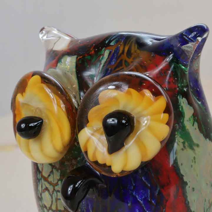 ガラスの置物 フクロウS 梟 ミミズク オーナメント ガラス雑貨 オブジェ 硝子彫刻