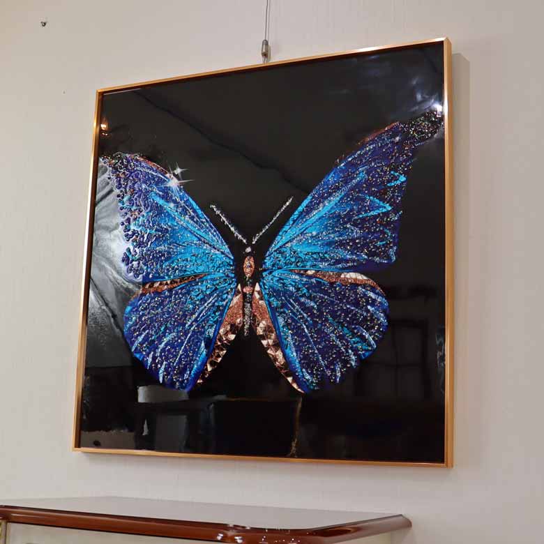 アートフレーム バタフライ 80㎝ クリスタルピクチャー ウォールデコ
