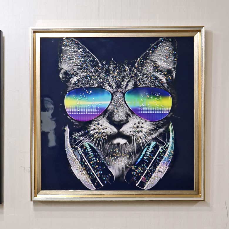 アートフレーム ガット 41㎝ クリスタルピクチャー ウォールデコ 猫