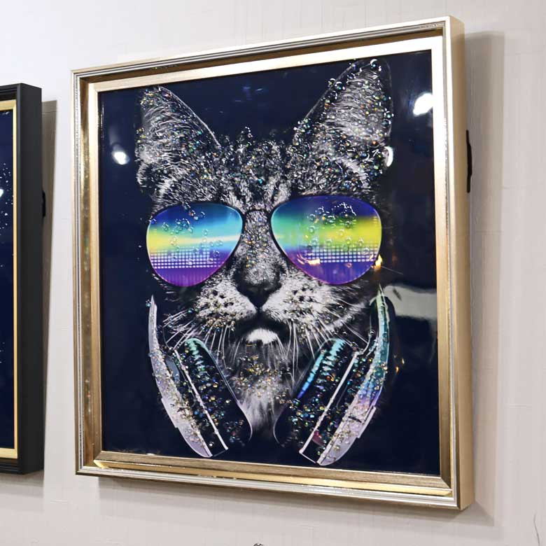 アートフレーム ガット 41㎝ クリスタルピクチャー ウォールデコ 猫